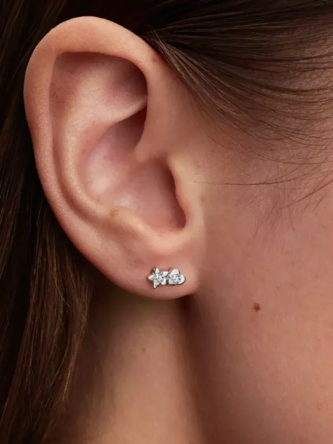 Pandora Talisman Ohrringe aus Sterlingsilber mit im Labor gezüchteten Diamanten in Herz- und Sternform, 0,20 Karat insgesamt, Sterlingsilber