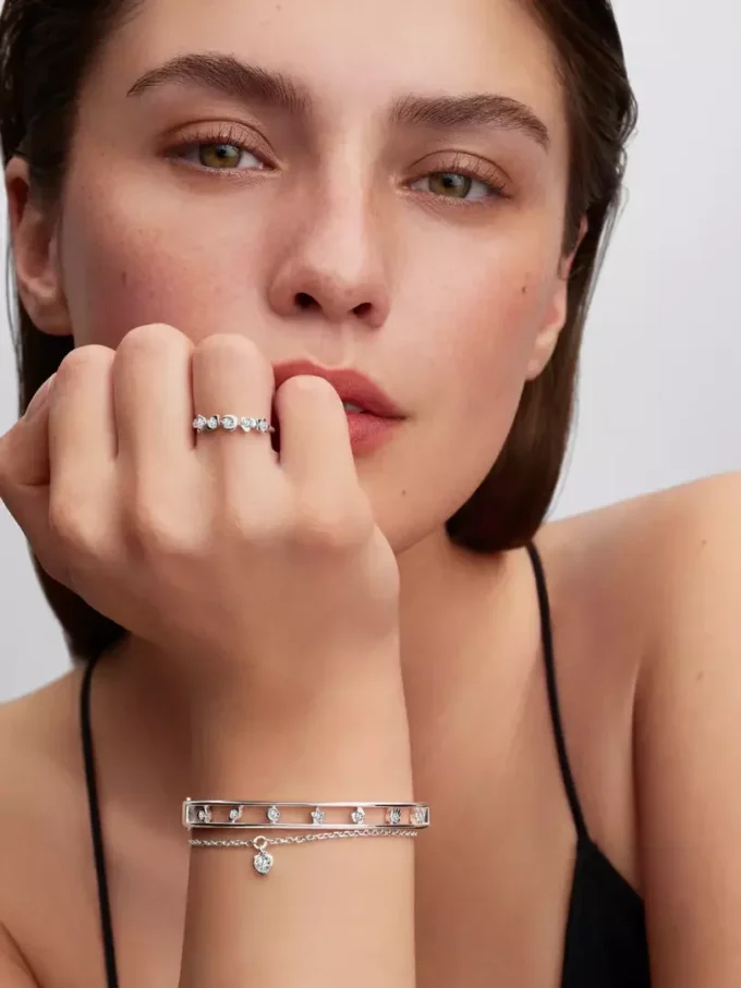Pandora Talisman-Ring aus Sterlingsilber mit Lab-Grown Diamonds, 0,33 Karat insgesamt, Sterlingsilber Pandora Talisman-Ring aus Sterlingsilber mit Lab-Grown Diamonds, 0,33 Karat insgesamt, Sterlingsilber