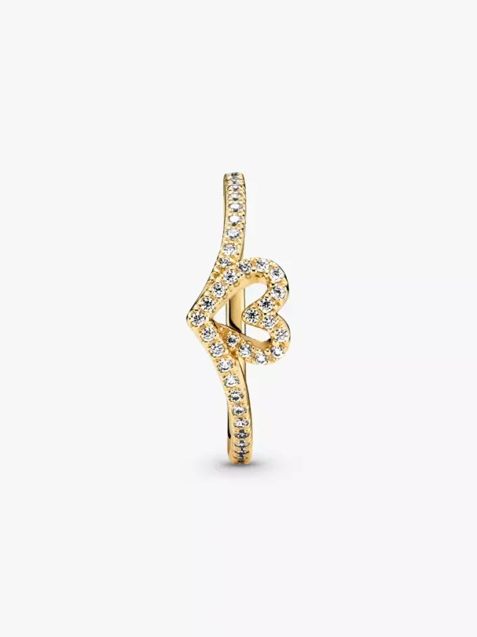 Pandora Timeless funkelnder Herzring, 14-karätig vergoldet