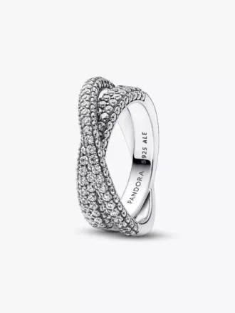 Pandora Timeless Pavé Crossover Doppelbandring aus Sterlingsilber