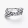 Pandora Timeless Pavé Crossover Doppelbandring aus Sterlingsilber Pandora Timeless Pavé Crossover Doppelbandring aus Sterlingsilber