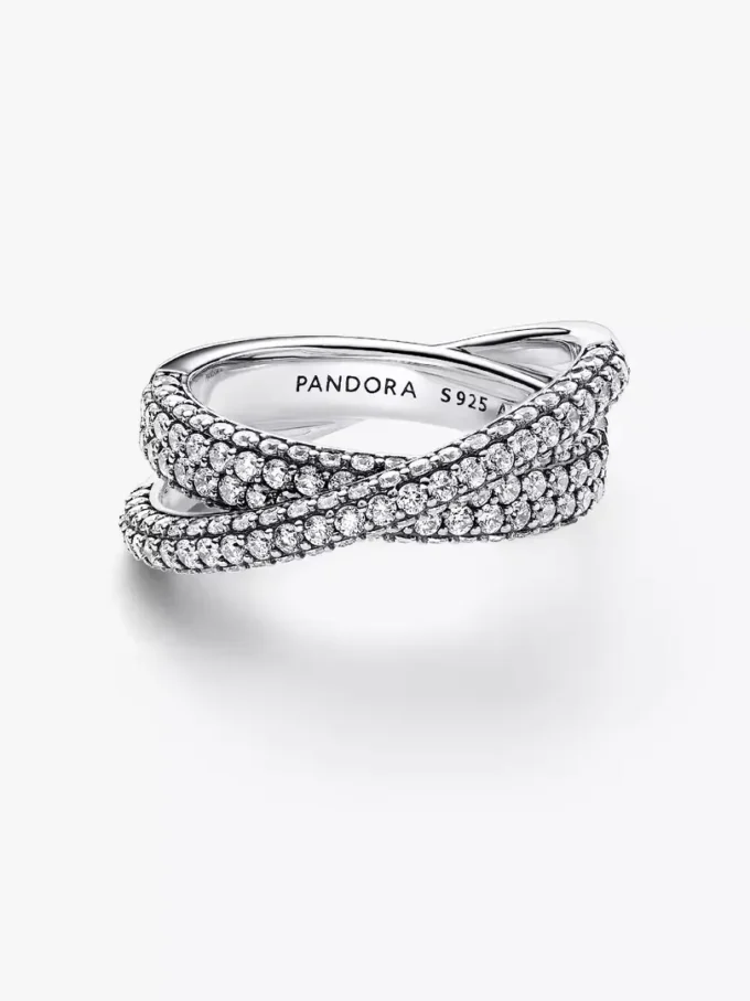 Pandora Timeless Pavé Crossover Doppelbandring aus Sterlingsilber Pandora Timeless Pavé Crossover Doppelbandring aus Sterlingsilber