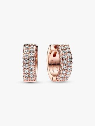 Pandora Timeless Pavé Doppelreihige Ohrringe – 14 Karat Roségoldbeschichtung