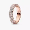Pandora Timeless Pavé-Doppelreihiger Ring, 14 Karat Roségold-Beschichtung
