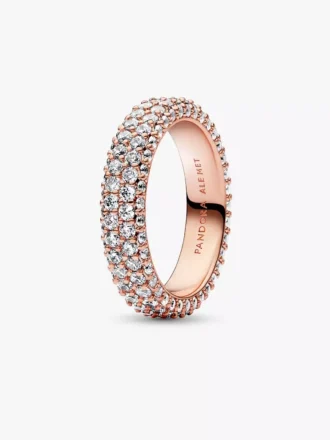Pandora Timeless Pavé-Doppelreihiger Ring, 14 Karat Roségold-Beschichtung