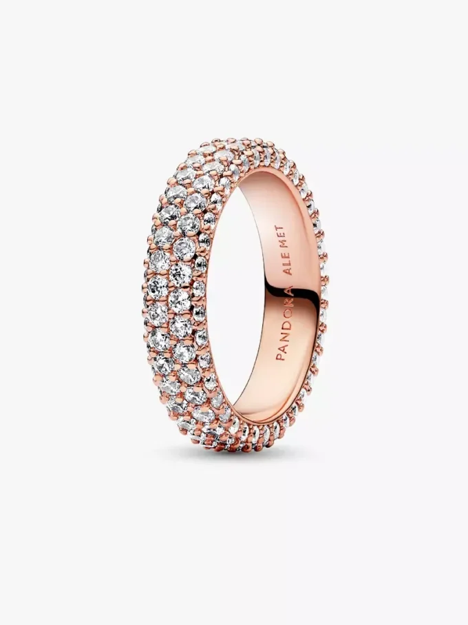 Pandora Timeless Pavé-Doppelreihiger Ring, 14 Karat Roségold-Beschichtung