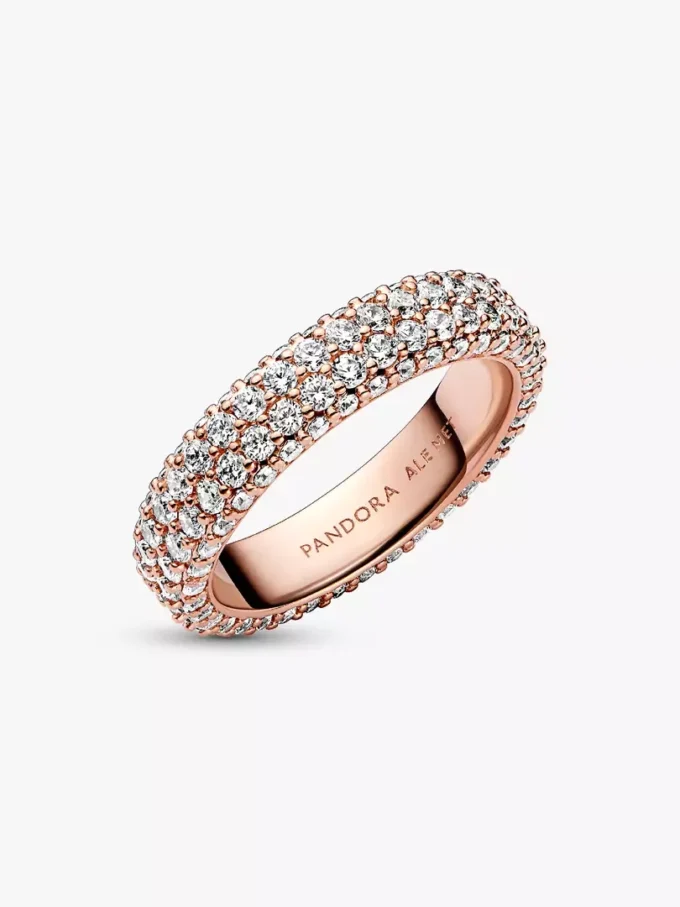 Pandora Timeless Pavé-Doppelreihiger Ring, 14 Karat Roségold-Beschichtung