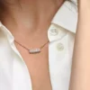 Pandora Timeless Pavé Double-Row Bar Collier Halskette, 14 Karat Roségold-Beschichtung