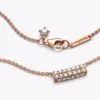 Pandora Timeless Pavé Double-Row Bar Collier Halskette, 14 Karat Roségold-Beschichtung