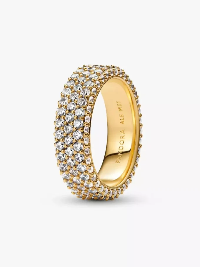 Pandora Timeless Pavé Dreireihiger Ring, 14 Karat vergoldet