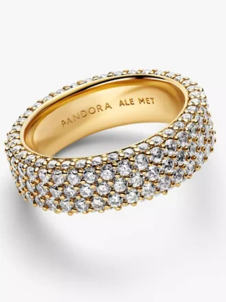Pandora Timeless Pavé Dreireihiger Ring, 14 Karat vergoldet