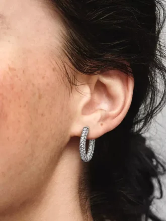 Pandora Timeless Pavé-Ohrringe mit einer Reihe aus Sterlingsilber