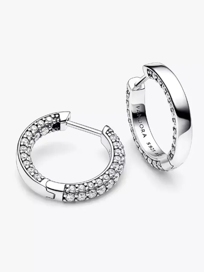 Pandora Timeless Pavé-Ohrringe mit einer Reihe aus Sterlingsilber Pandora Timeless Pavé-Ohrringe mit einer Reihe aus Sterlingsilber