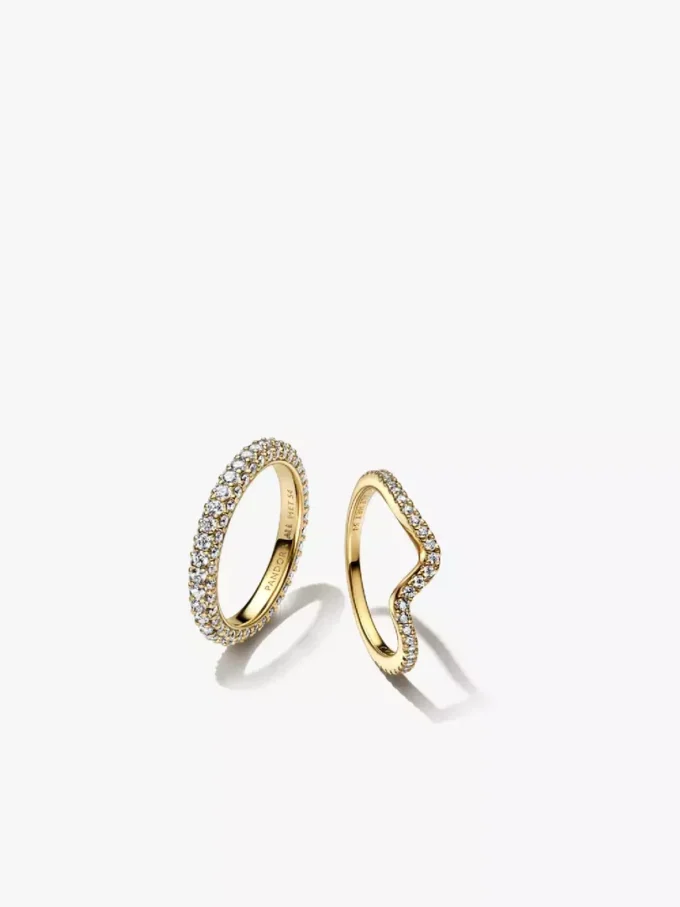 Pandora Timeless Pavé & Sparkling Wave Ring-Set, 2er-Set Pandora Timeless Pavé & Sparkling Wave Ring-Set, 2er-Set