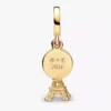 Paris Eiffelturm, im Labor gezüchteter Diamant, gravierbarer Doppel-Dangle Charm, 0,009 ct TW, 14-karätige Vergoldung Paris Eiffelturm, im Labor gezüchteter Diamant, gravierbarer Doppel-Dangle Charm, 0,009 ct TW, 14-karätige Vergoldung