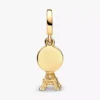 Paris Eiffelturm, im Labor gezüchteter Diamant, gravierbarer Doppel-Dangle Charm, 0,009 ct TW, 14-karätige Vergoldung Paris Eiffelturm, im Labor gezüchteter Diamant, gravierbarer Doppel-Dangle Charm, 0,009 ct TW, 14-karätige Vergoldung
