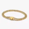 Pavé-Armband mit kubanischer Kette, 14 Karat vergoldet Pavé-Armband mit kubanischer Kette, 14 Karat vergoldet