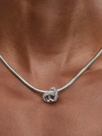 Pavé-Charm „Infinity Knot Heart“ aus Sterlingsilber