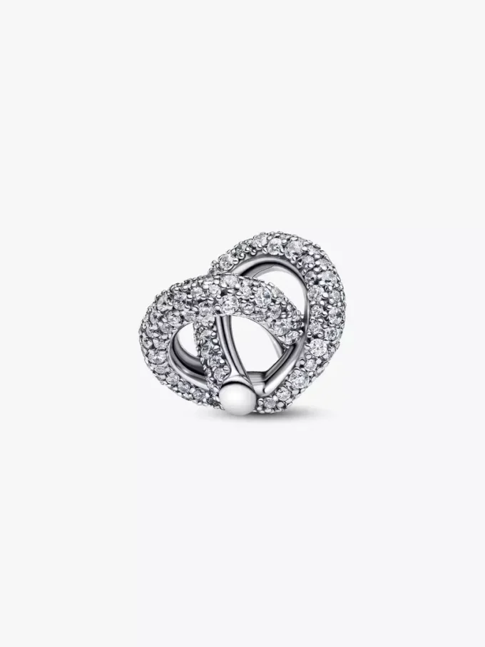 Pavé-Charm „Infinity Knot Heart“ aus Sterlingsilber Pavé-Charm „Infinity Knot Heart“ aus Sterlingsilber