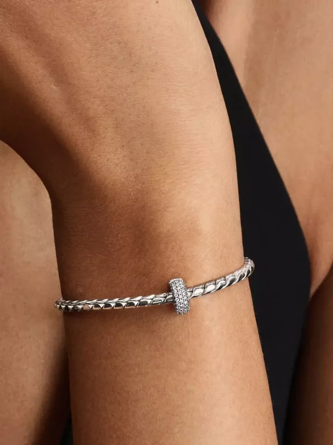 Pavé-Clip Charm aus Sterlingsilber