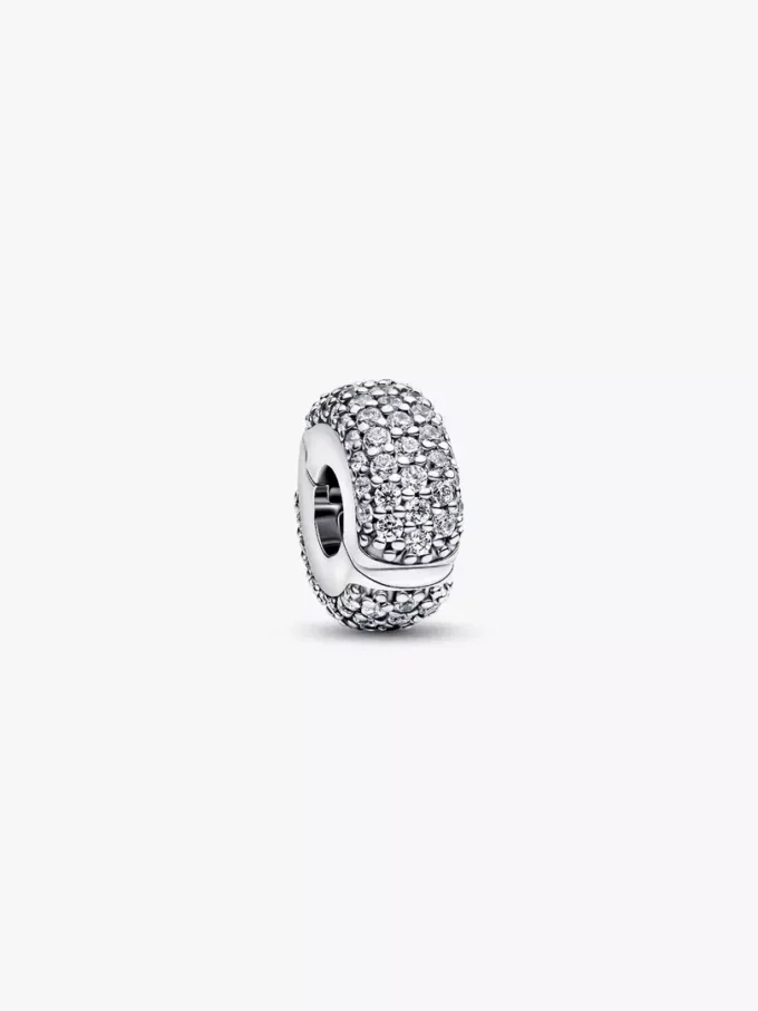Pavé-Clip Charm aus Sterlingsilber