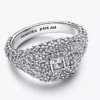 Pavé-Cocktailring mit quadratischem Stein aus Sterlingsilber Pavé-Cocktailring mit quadratischem Stein aus Sterlingsilber