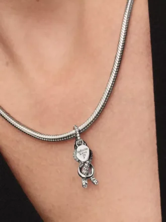 Pavé-Dangle Charm mit Unendlichkeitsknoten aus Sterlingsilber