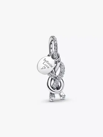 Pavé-Dangle Charm mit Unendlichkeitsknoten aus Sterlingsilber