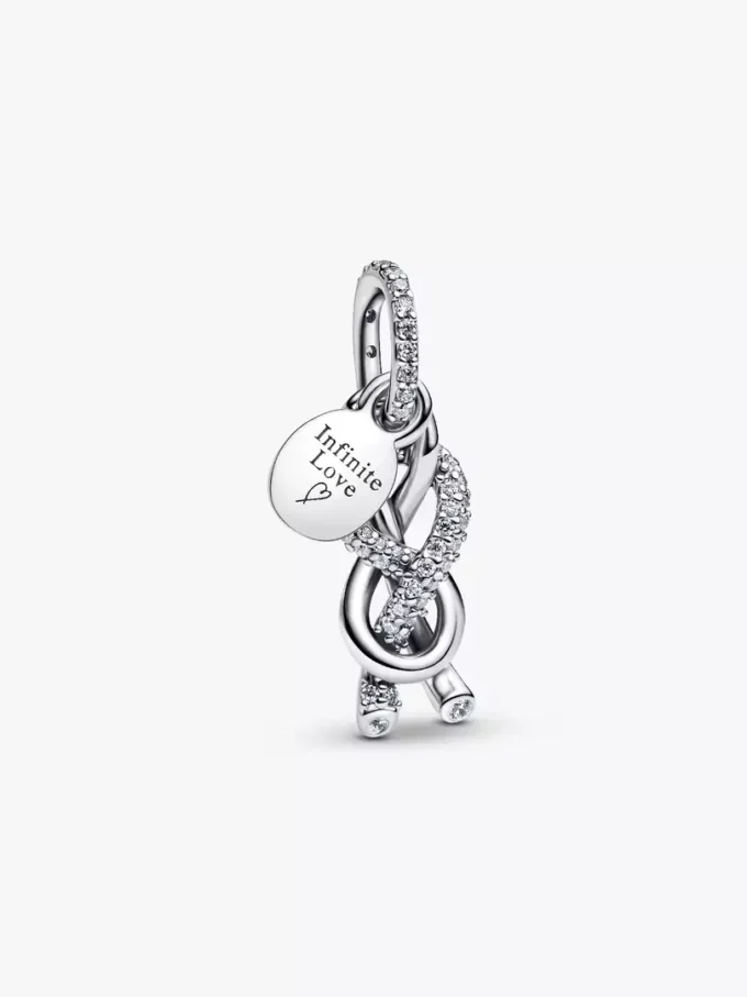 Pavé-Dangle Charm mit Unendlichkeitsknoten aus Sterlingsilber Pavé-Dangle Charm mit Unendlichkeitsknoten aus Sterlingsilber