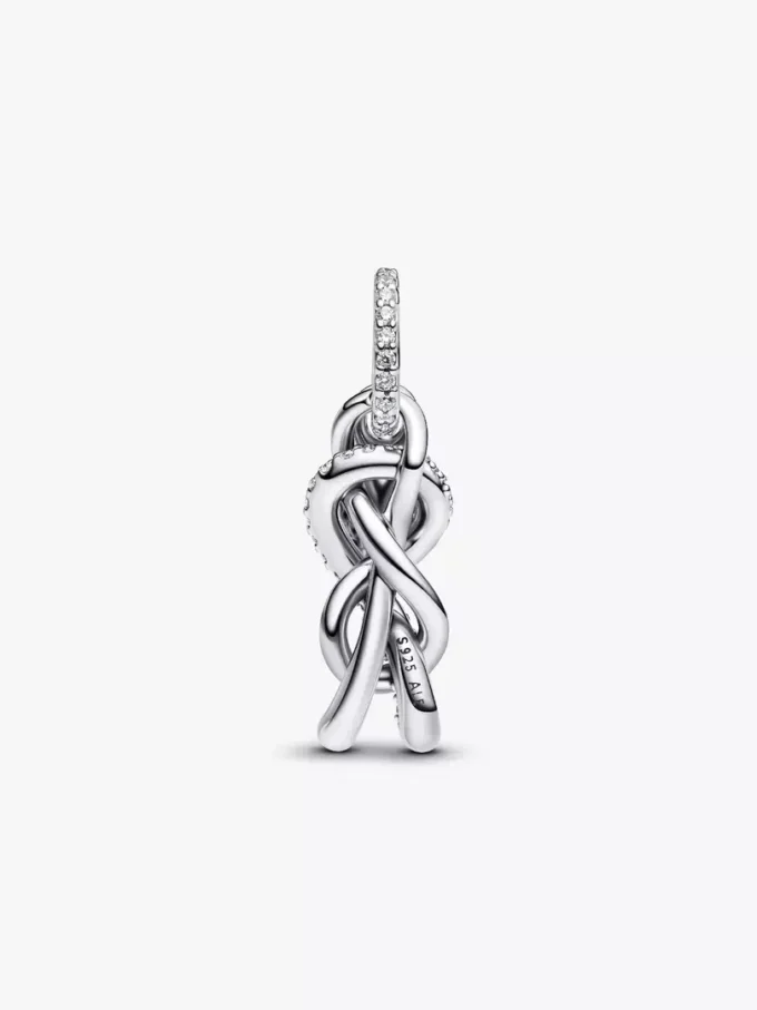 Pavé-Dangle Charm mit Unendlichkeitsknoten aus Sterlingsilber Pavé-Dangle Charm mit Unendlichkeitsknoten aus Sterlingsilber