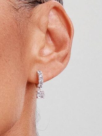 Pavé Dangle Hoop Ohrringe – Sterlingsilber