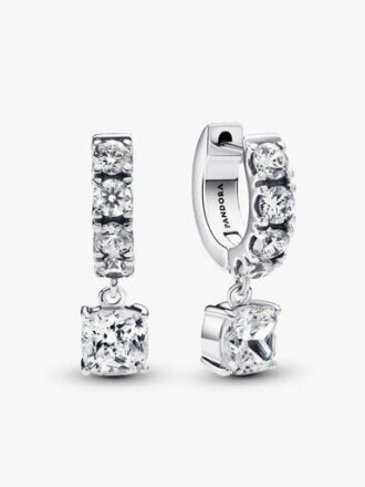 Pavé Dangle Hoop Ohrringe – Sterlingsilber