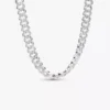 Pavé-Halskette mit kubanischer Kette aus Sterlingsilber Pavé-Halskette mit kubanischer Kette aus Sterlingsilber