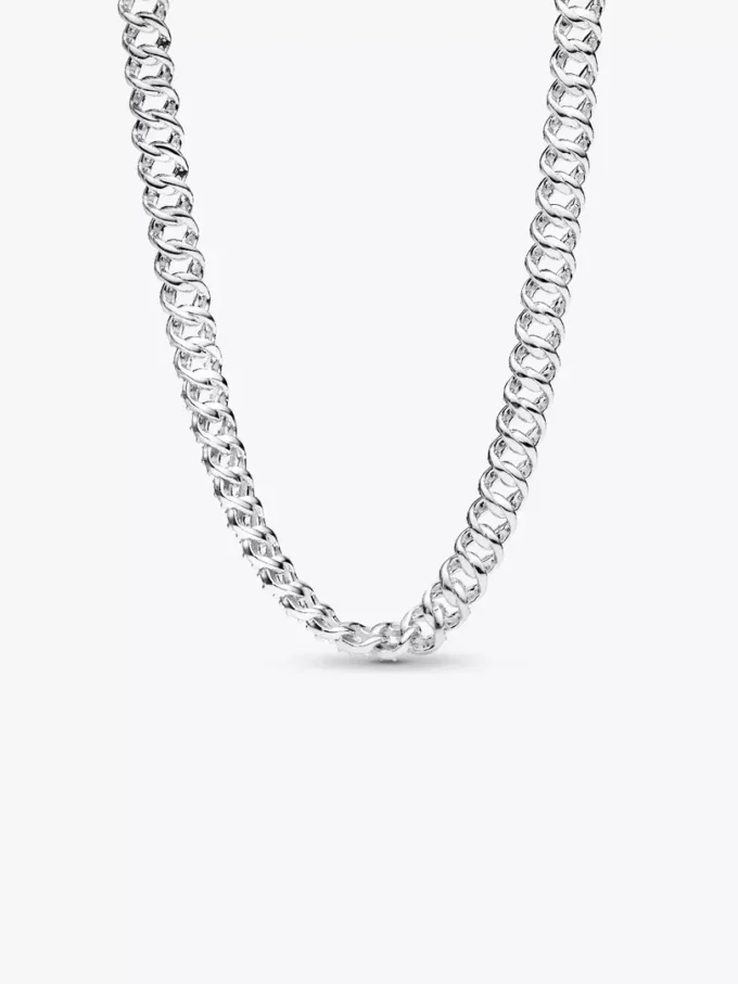Pavé-Halskette mit kubanischer Kette aus Sterlingsilber Pavé-Halskette mit kubanischer Kette aus Sterlingsilber