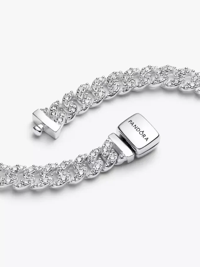 Pavé-Halskette mit kubanischer Kette aus Sterlingsilber Pavé-Halskette mit kubanischer Kette aus Sterlingsilber