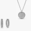 Pavé-Halskette mit runden Perlen und Ohrringen, 2er-Set Pavé-Halskette mit runden Perlen und Ohrringen, 2er-Set