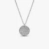 Endgültiger Verkauf – Pandora Timeless Pavé Round Pendant Halskette aus Sterlingsilber Endgültiger Verkauf – Pandora Timeless Pavé Round Pendant Halskette aus Sterlingsilber