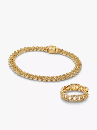 Pavé-Kubaketten-Schmuckset, 2er-Set Pavé-Kubaketten-Schmuckset, 2er-Set