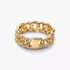 Pavé-Ring mit kubanischer Kette, 14-karätig vergoldet