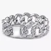 Pavé-Ring mit kubanischer Kette aus Sterlingsilber Pavé-Ring mit kubanischer Kette aus Sterlingsilber