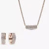 Pavé-Rose-Halskette und Ohrringe, zweireihig, 2er-Set Pavé-Rose-Halskette und Ohrringe, zweireihig, 2er-Set