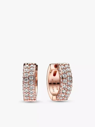 Pavé-Rose-Halskette und Ohrringe, zweireihig, 2er-Set