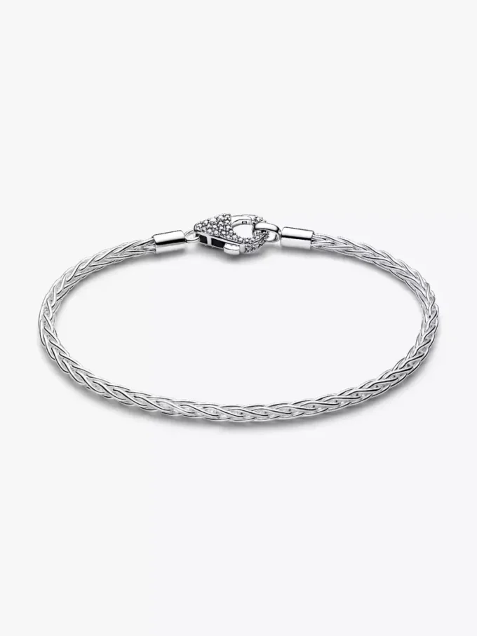 Pavé-Verschluss-Armband mit Fuchsschwanz-Charm aus Sterlingsilber