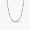Pavé-Verschluss-Charm-Halskette mit Fuchsschwanzkette aus Sterlingsilber Pavé-Verschluss-Charm-Halskette mit Fuchsschwanzkette aus Sterlingsilber