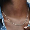 Perlen- und Pavé-Halskette – Sterlingsilber Perlen- und Pavé-Halskette – Sterlingsilber