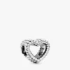 Perlenbesetzter offener Herz-Charm aus Sterlingsilber Perlenbesetzter offener Herz-Charm aus Sterlingsilber