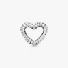 Perlenbesetzter offener Herz-Charm aus Sterlingsilber Perlenbesetzter offener Herz-Charm aus Sterlingsilber