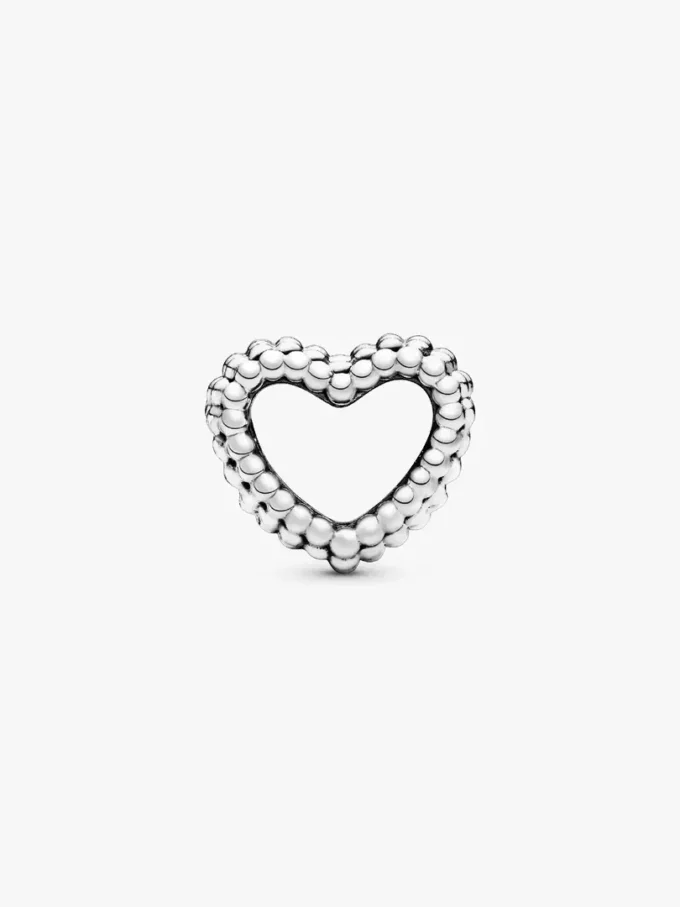Perlenbesetzter offener Herz-Charm aus Sterlingsilber Perlenbesetzter offener Herz-Charm aus Sterlingsilber