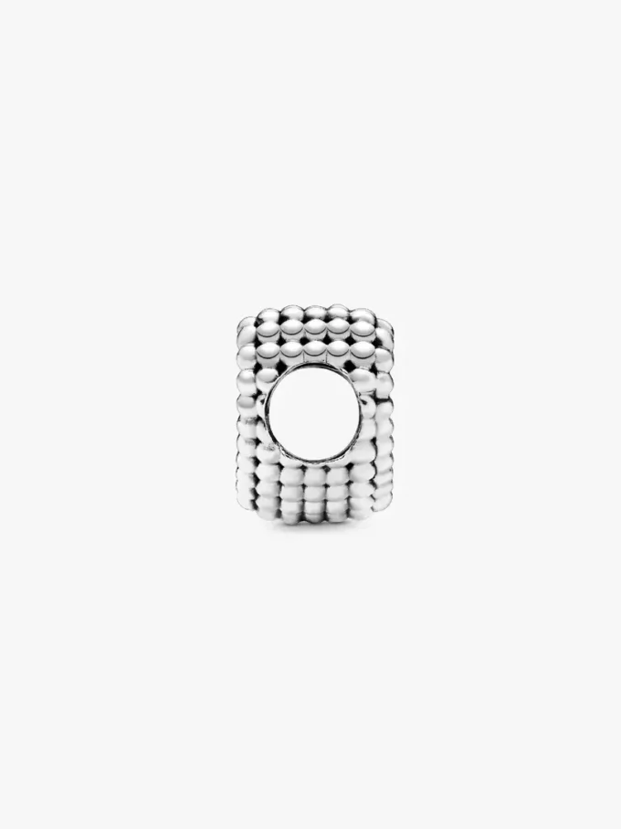 Perlenbesetzter offener Herz-Charm aus Sterlingsilber Perlenbesetzter offener Herz-Charm aus Sterlingsilber