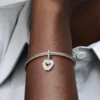 Perlmuttweißes Herz-Dangle Charm aus Sterlingsilber Perlmuttweißes Herz-Dangle Charm aus Sterlingsilber